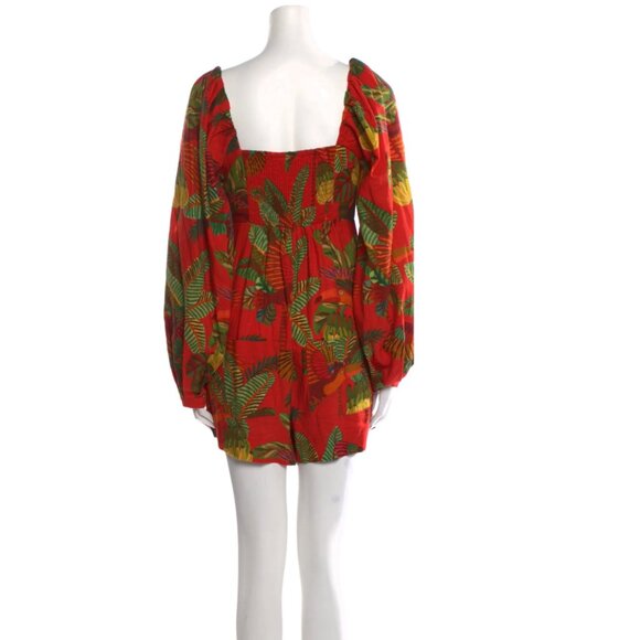 Farm Rio Red Forest Birds Long Sleeve Linen Romper Size XS - Picture 6 of 8